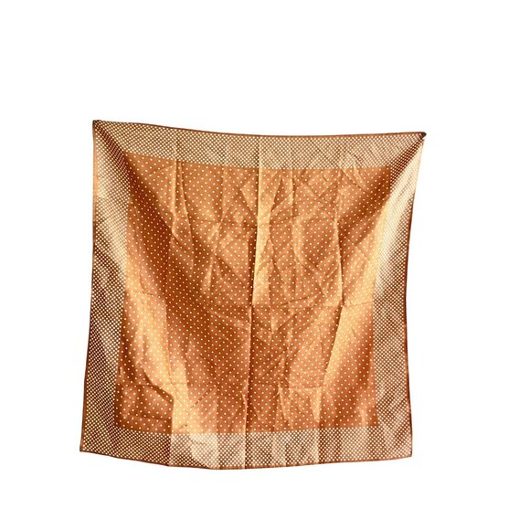 Vintage 100% Polyester Orange Polka Dot Scarf 26" Square For Women - Picture 1 of 5